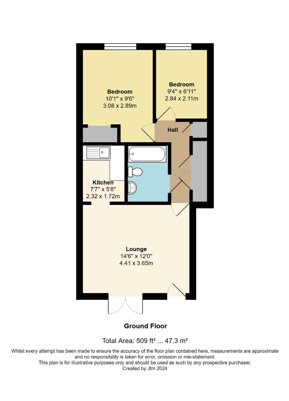 Floorplan of Rose Court, Aigburth Avenue, Rose Geen, Bognor Regis, West Sussex, PO21 3DB